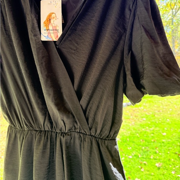 Elegant Black Puff Sleeve Mini Dress - Picture 6 of 6